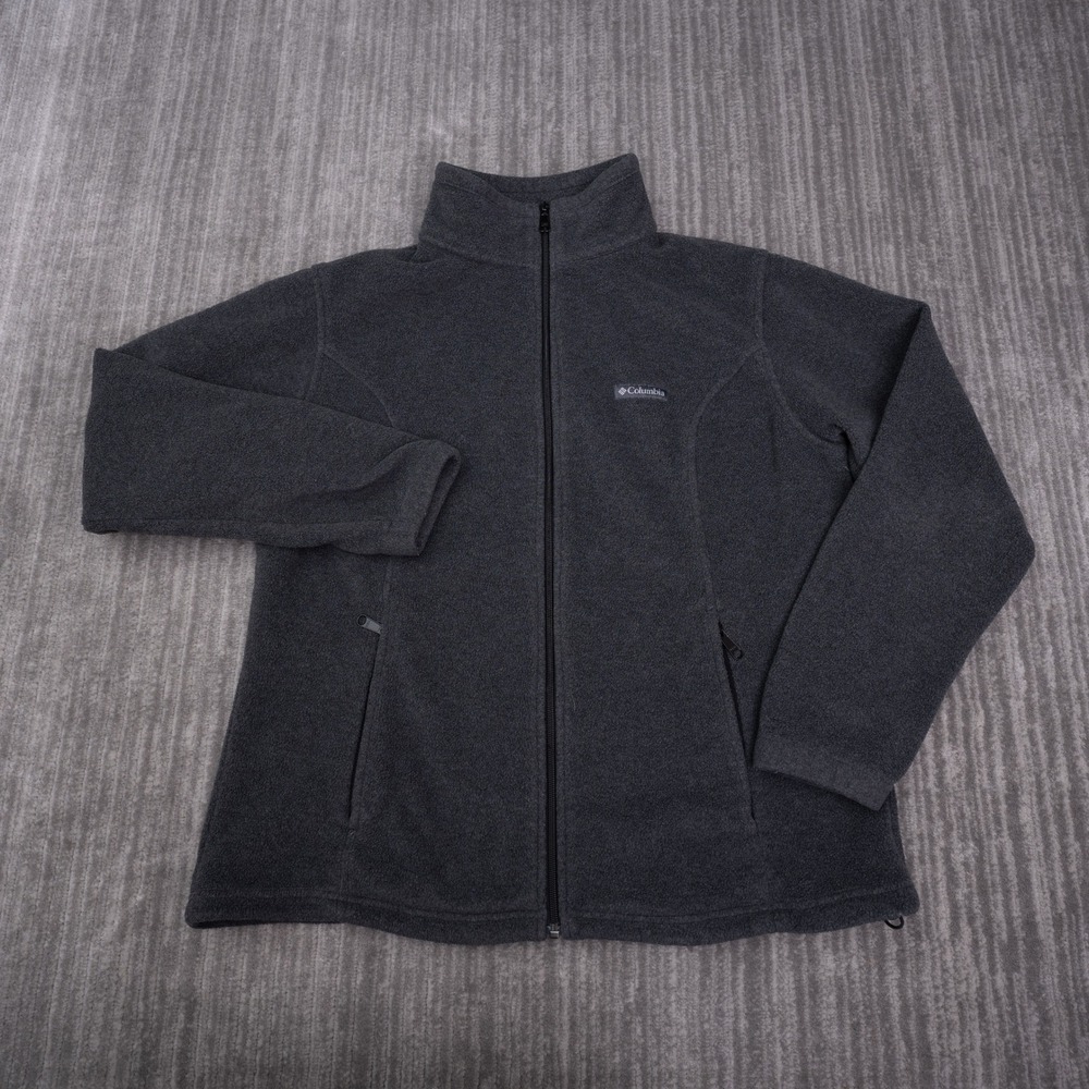 Columbia Fleece Jacket Womens XL Gray Excellent Full Zip Mock Neck XL1322